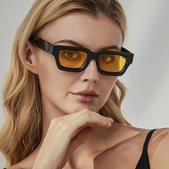 90s Small Black Square Frame Retro Men Women Y2K Fashion Rave Party Sunglasses - Picture 6 of 6